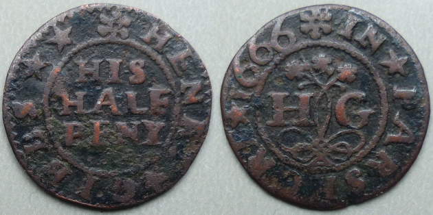 Pershore, Henry Gibbs 1666 halfpenny Pershore, Henry Gibbs 1666 halfpenny